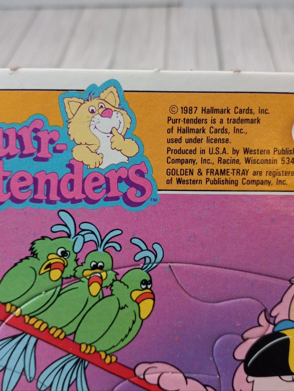 Vintage Hallmark 1987 Kitty Cat Purr-Tenders Golden Frame Tray Puzzle